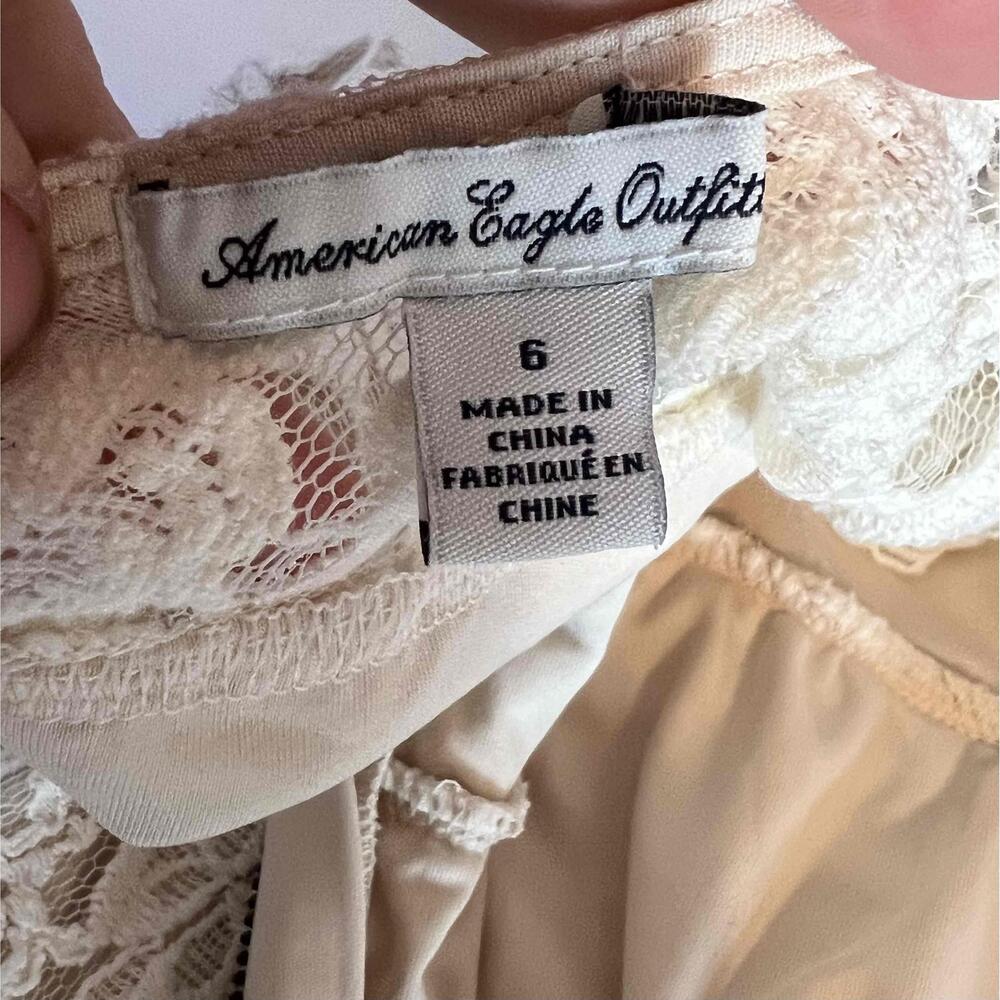 American Eagle Outfitters Ivory‎ Lace Size 6 Scoop Neck Short Sleeve Dress - Picture 7 of 9